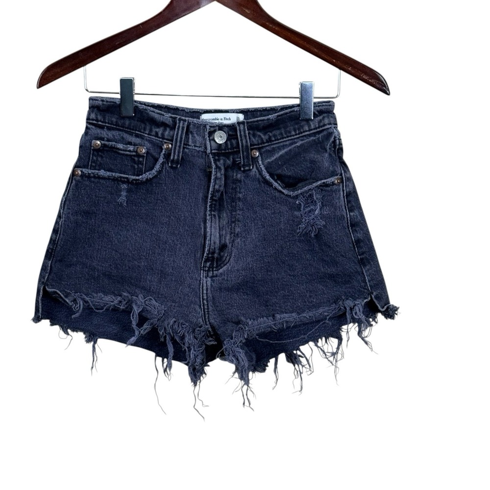 Abercrombie Fitch Womens The Mom Short High Rise Curve Love Shorts Sz 24 Black